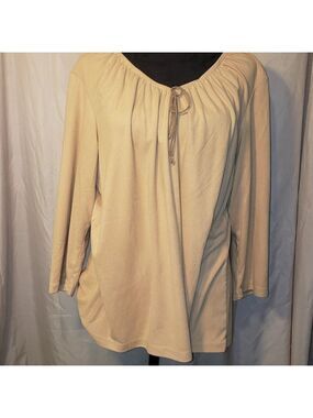 Jason Maxwell Woman Tan Peasant Top - M/L
